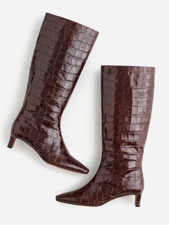Madewell Shoes - Madewell the Dimes Women's Brown Croc-Embossed Knee Boot